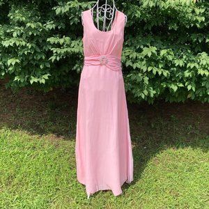 70s maxi pastel pink dress strap |S - M| 1970s retro party occasion wear